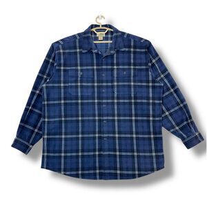 Vintage LL Bean Men's Soft‎ Fleece Button Up Shirt Plaid Blue size XL